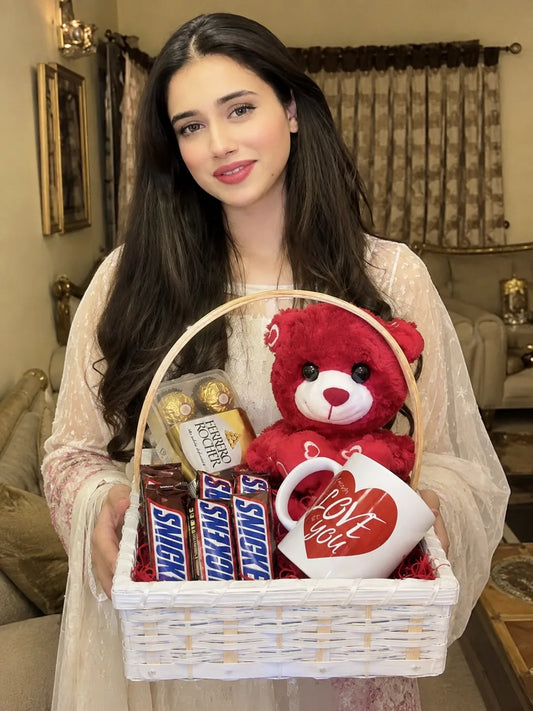Personalized Teddy Bear Chocolate Gift Basket for Her