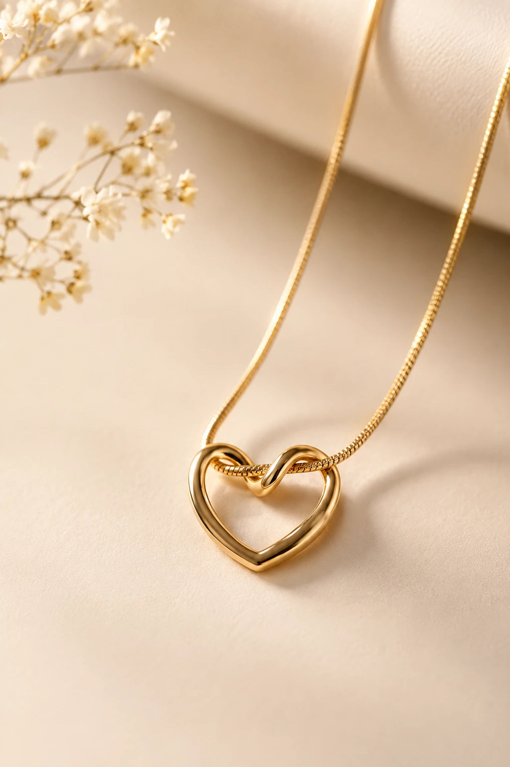 Gold Heart Pendant Necklace for Women