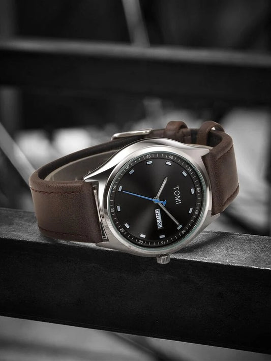 Men’s Watch – Black Dial with Brown Leather Strap