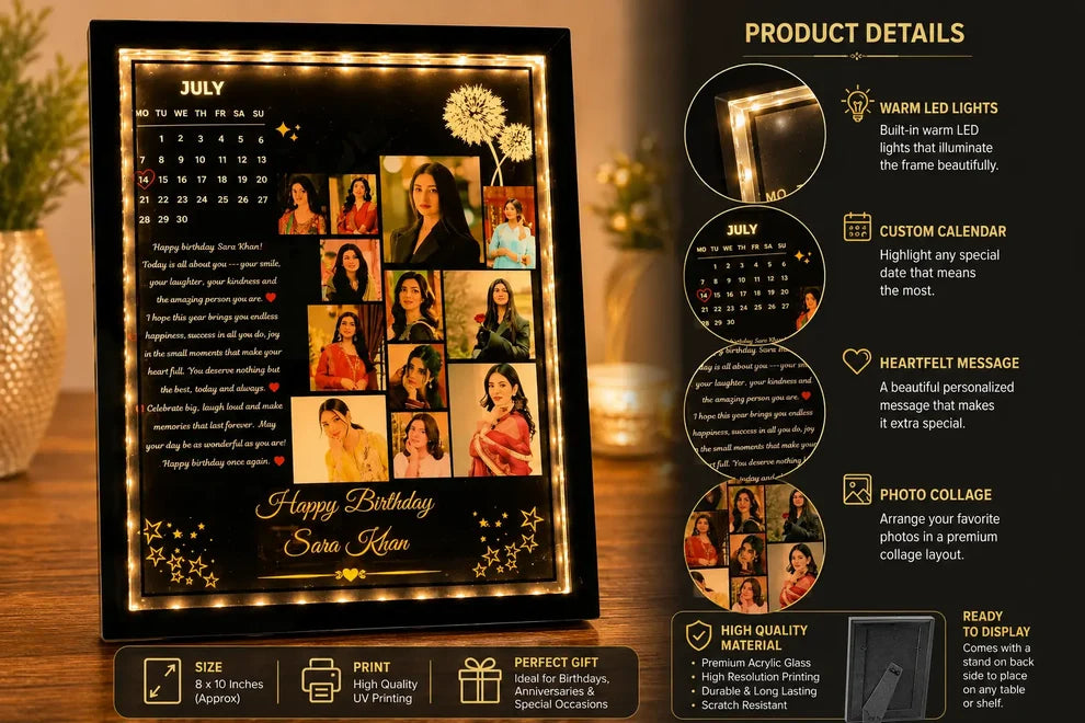 Personalized 3D LED Birthday Photo Frame