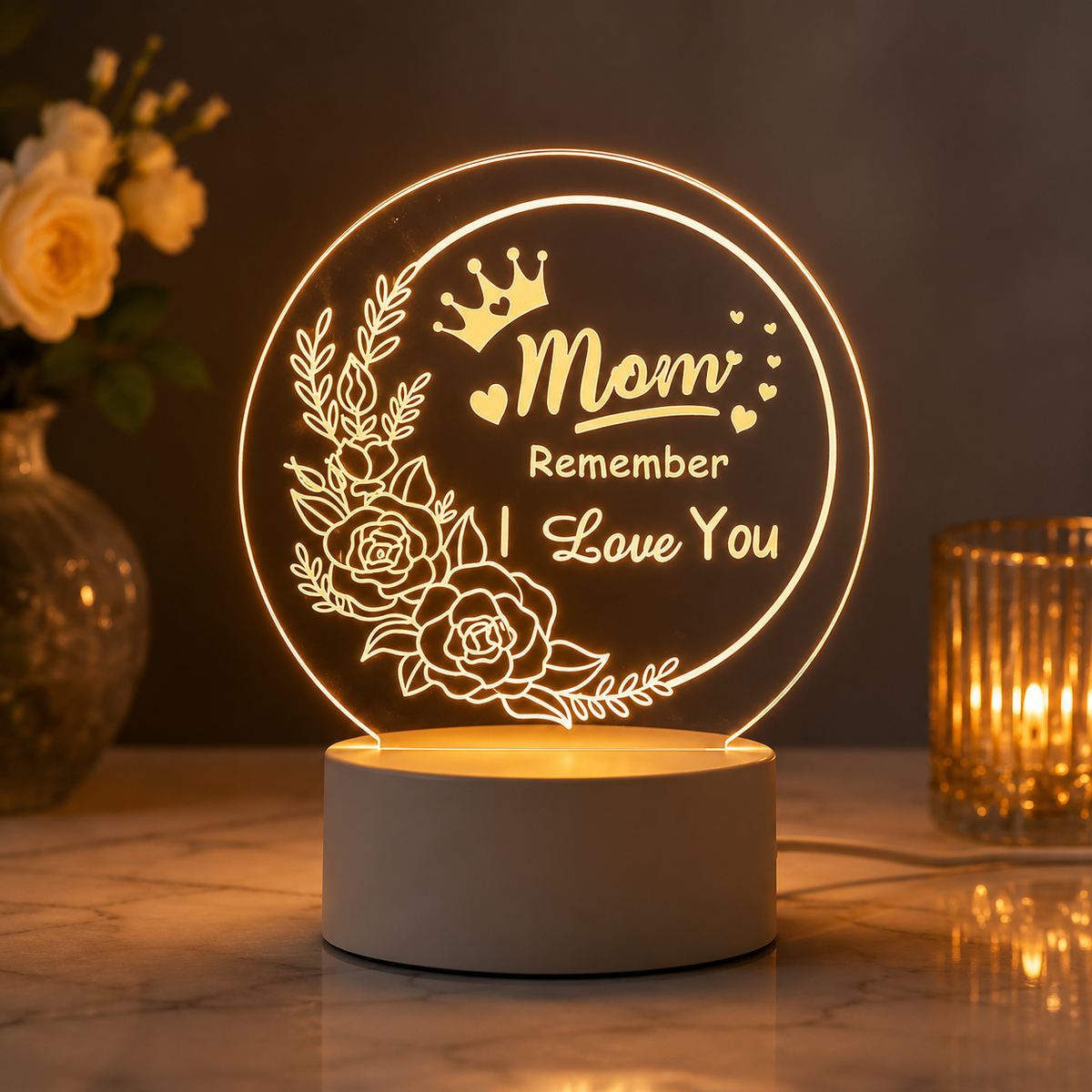 Acrylic LED Lamp | Remember I Love You Gift for Mom