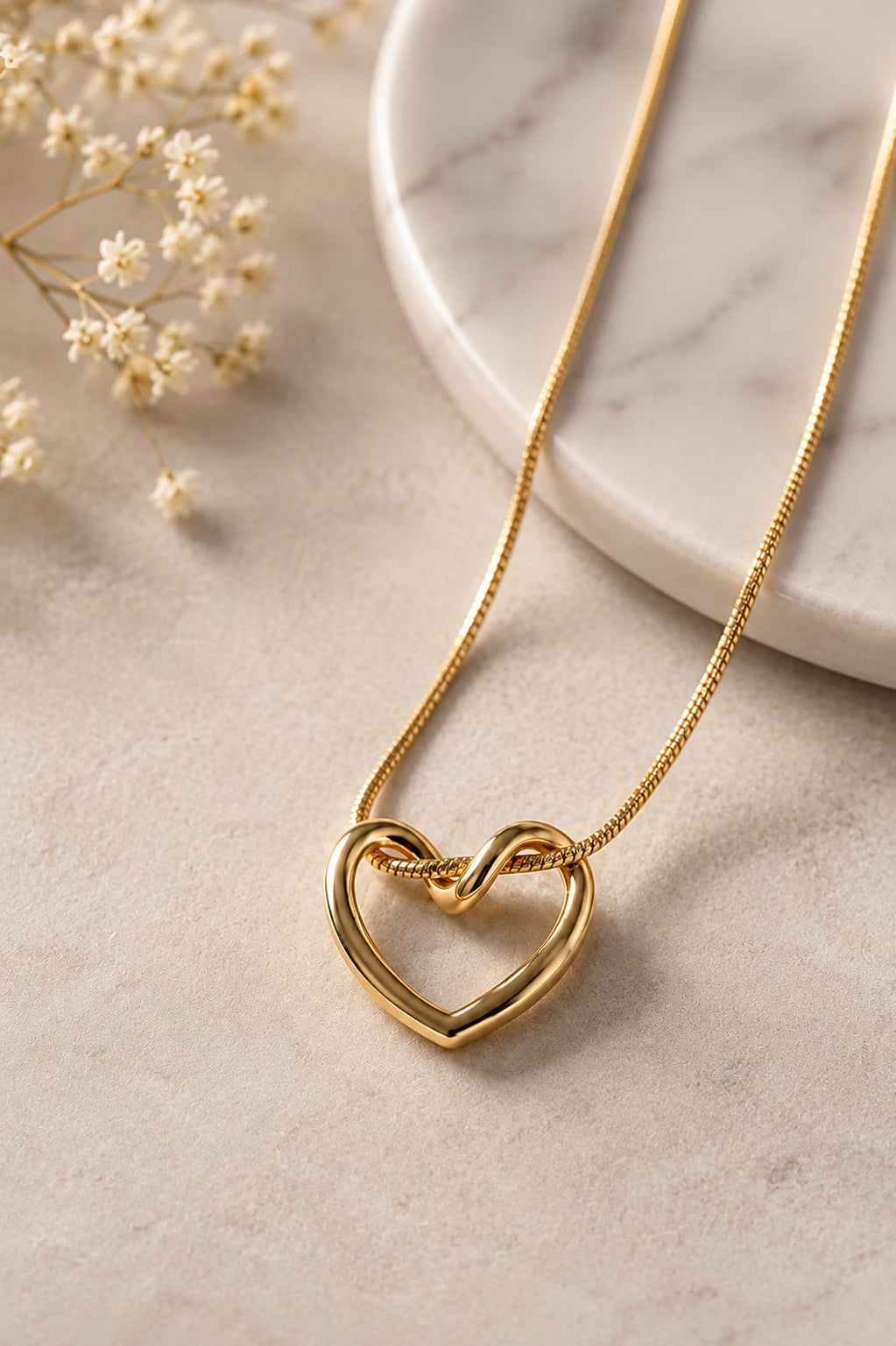 Gold Heart Pendant Necklace for Women