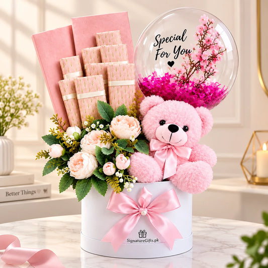 Pink Teddy Bear Gift Box in Pakistan