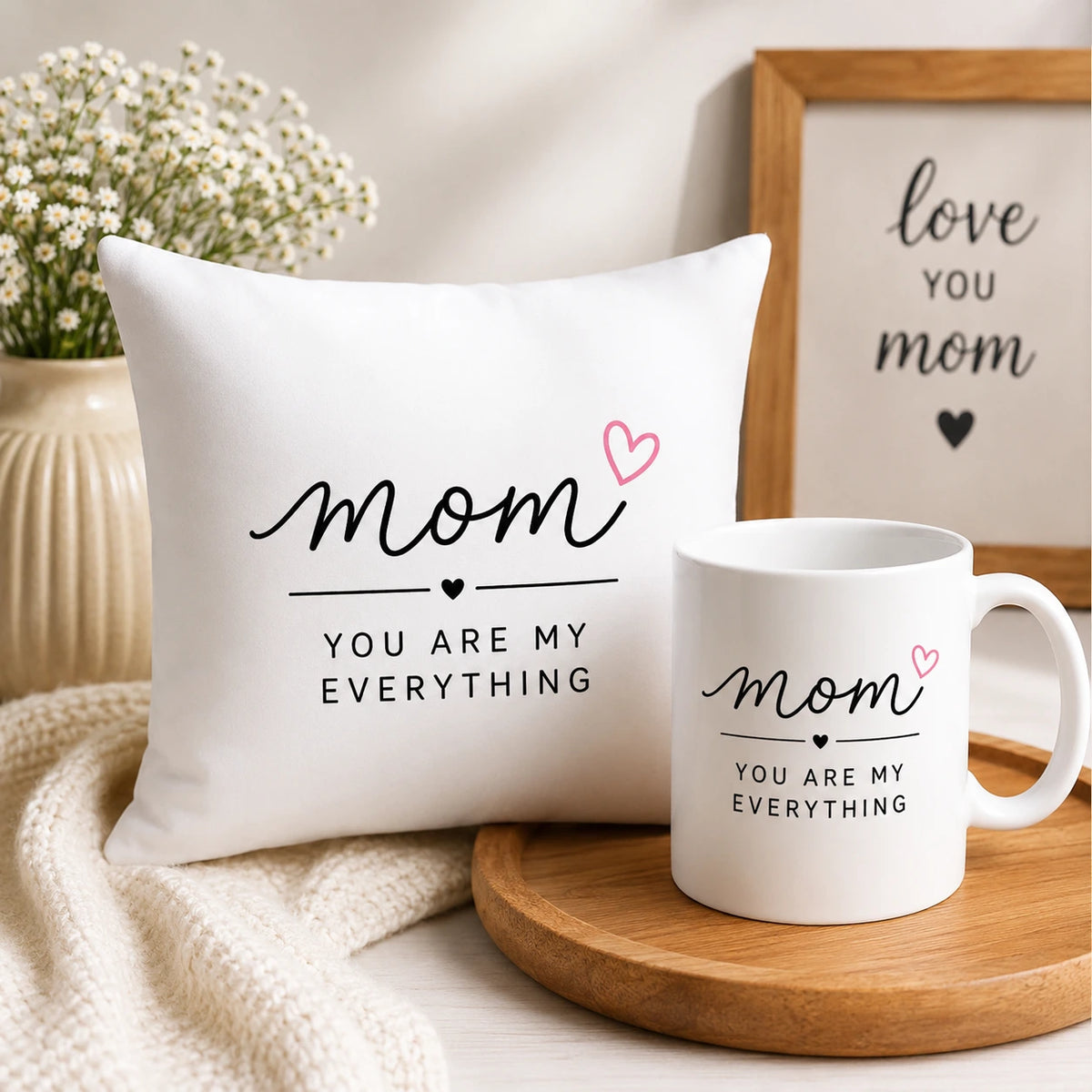 Mom Gift Set – Cushion & Mug ❤️