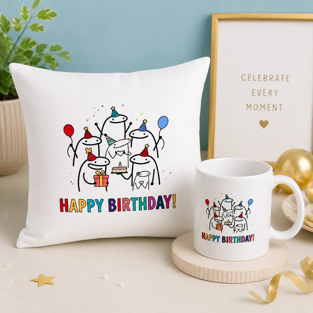 Happy Birthday Cushion & Mug Gift Set 🎂