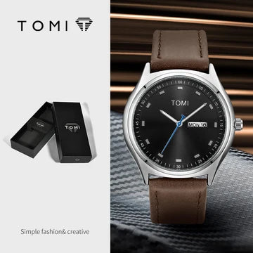 Men’s Watch – Black Dial with Brown Leather Strap