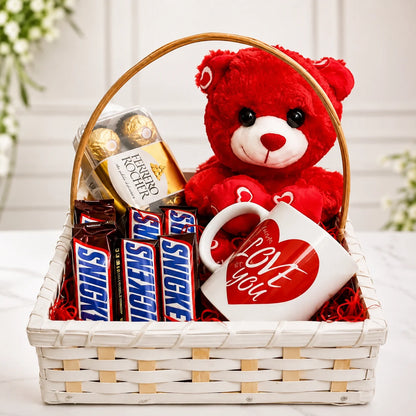 Personalized Teddy Bear Chocolate Gift Basket for Her